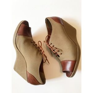 Madewell Leather/Canvas Oxford Wedges sz 8